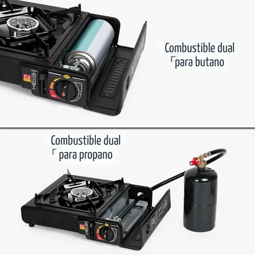 Miniatura 3 de SHINESTAR Estufa de combustible dual con compatibilidad de butano y propano, estufa de campamento portátil para cocinar al aire libre, manguera