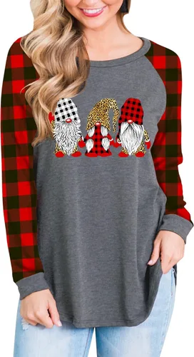 Miniatura 2 de Deerose Camisa de Halloween para mujer, de manga larga, divertida, a cuadros, para el día de Acción