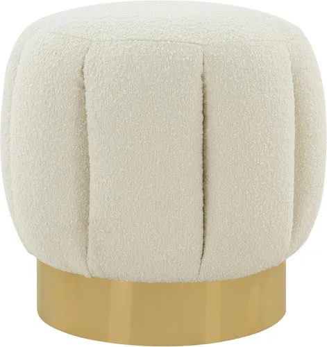Miniatura 7 de SAFAVIEH Couture Collection Maxine Glam - Otomana redonda tapizada de terciopelo negro/canal dorado para sala de estar, dormitorio, taburete
