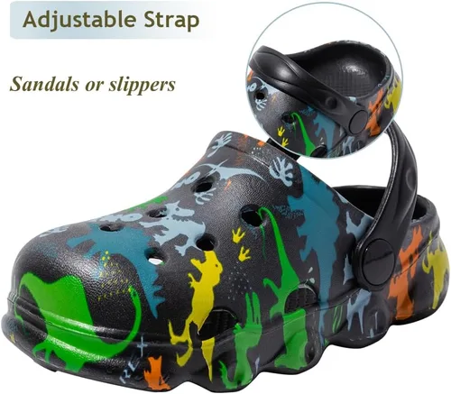 Miniatura 4 de Zuecos para niños, niños y niñas, dinosaurio, antideslizantes, para jardín, playa y piscina, sandalias tipo zuecos, chancletas de dibujos animados