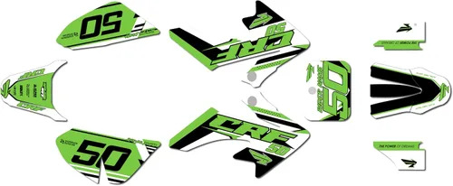 Miniatura 6 de Kit de gráficos para Honda CRF 50 (2004-2012) Evolution Series Negro 09 Mil - Kit de calcomanías gráficas de carreras personalizadas para dirt bike