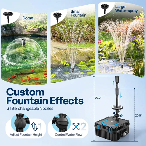 Miniatura 4 de VIVOHOME Fuente de filtro de estanque RGB de 690 GPH con luces LED de 6 W, bomba de agua sumergible de 40 W con filtración multietapa para estanques