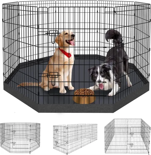 Miniatura 12 de Artmalle Corralito para cachorros, 8 paneles de 24 pulgadas, para interiores y exteriores, de metal, portátil, plegable, para mascotas, animales