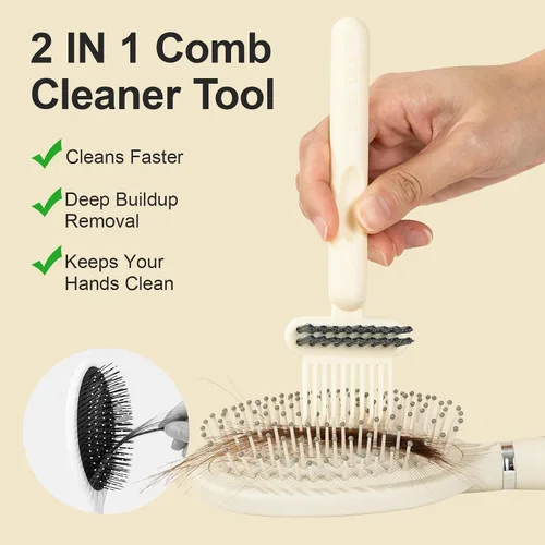 Miniatura 2 de RHOS Herramienta limpiadora de cepillos de pelo 2 en 1, limpiador de peine para eliminar el vello y el polvo, ideal para el hogar, uso en el salón