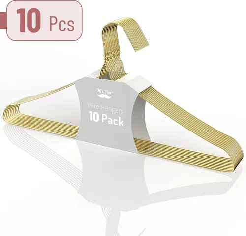 Miniatura 2 de Mr. Pen Ganchos de metal dorado - Paquete de 10, perchas de alambre para ropa