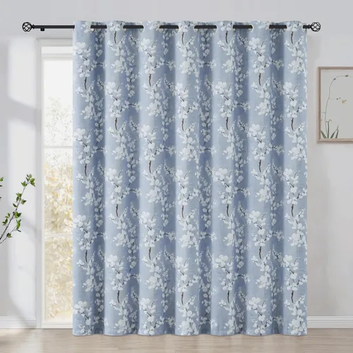 Miniatura 30 de FMFUNCTEX - Cortinas 100% blackout, 63 pulgadas de largo, estampado floral, aislamiento térmico, bolsillo para cortinero, 2 paneles, estilo granja