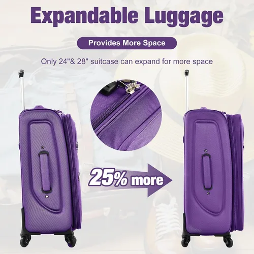 Miniatura 419 de Merax Juegos de equipaje de mano en maleta aprobada por aerolíneas, estuche rígido con ruedas giratorias expandibles, Negro