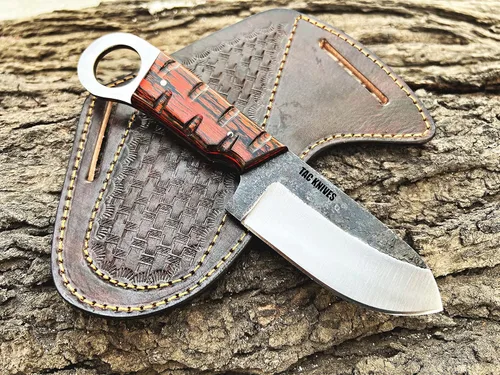 Miniatura 5 de TAC KNIVES Cuchillo de Caza al Aire Libre para Acampar de Hoja Fija de Espiga Completa de 7'' en Funda Regalo Para Él Acero de Alto Carbono 1095