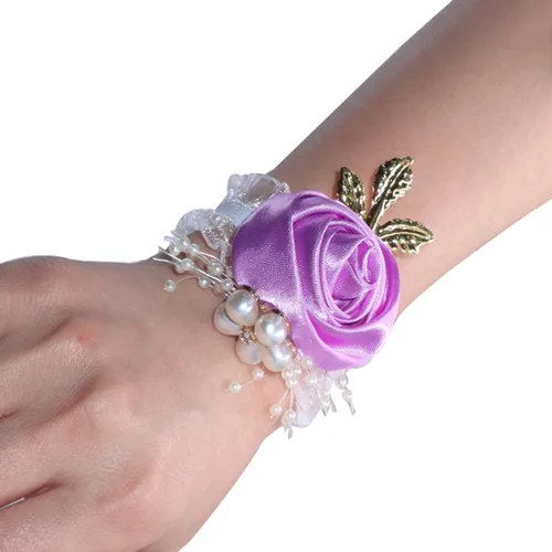 Miniatura 19 de 1 pieza flor de muñeca, boda dama de honor, novia, decoración de ramillete de muñeca, flor de mano, champán
