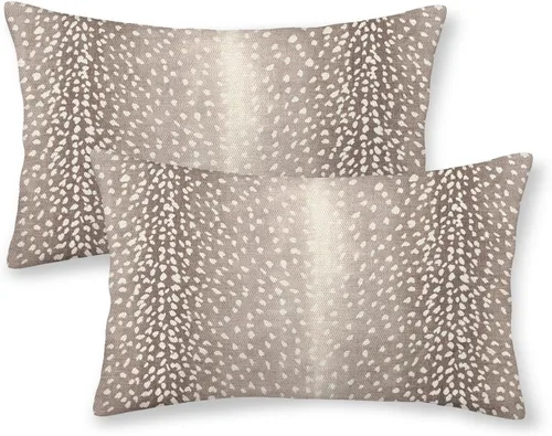Miniatura 20 de Fundas de Almohada con Estampado de Antílope 16x16 Pulgadas Paquete de 2, Fundas de Almohada Decorativas con Estampado de Piel de Animal Marrón
