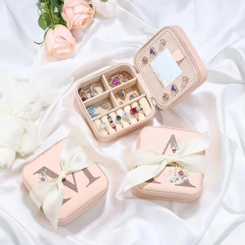 Miniatura 2 de Parima Joyero de viaje, joyero, pequeño joyero con espejo, organizador de joyas, accesorios de vacaciones, artículos esenciales de viaje