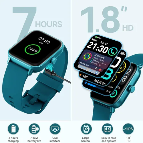 Miniatura 6 de Relojes inteligentes para hombres y mujeres, para hacer o responder llamadas, Alexa integrado, rastreador de actividad física HD de 1.8 pulgadas