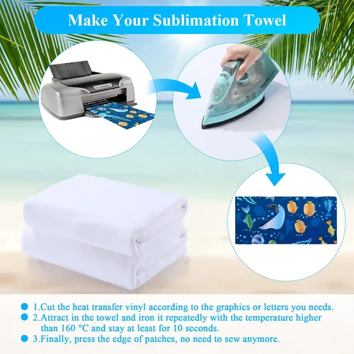 Miniatura 2 de Macarrie 16 toallas de playa de sublimación blanca a granel de poliéster grueso de 400 GSM, toalla de baño absorbente grande en blanco para regalos