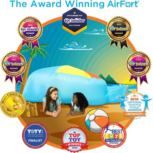 Miniatura 4 de AirFort - Fuerte inflable para niños, se construye en 30 segundos, tienda de campaña para jugar a partir de 3 años (pelota de playa azul)