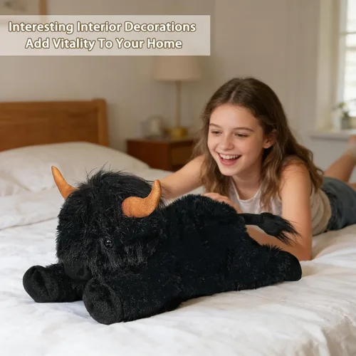 Miniatura 6 de WDXDSOB Animales de Peluche de Vaca Highland con Peso 4.2 Libras Peluche de Vaca Highland con Peso para Niños y Adultos Almohada de Juguete