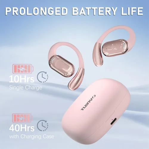 Miniatura 5 de TUINYO Auriculares inalámbricos con ganchos para la oreja, resistentes al agua IPX5, conexión Bluetooth estable de un paso con larga transmisión, 40