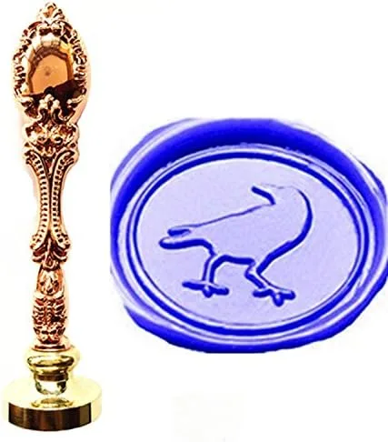 Miniatura 10 de Sello de cera vintage para pájaros y águilas, de lujo, de bronce y metal, diseño de pavo real, latón, rojo (Red Brass), 1