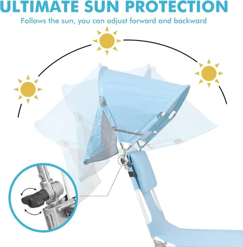 Miniatura 5 de Toldo Universal para Silla con Sombrilla, Protección Solar UPF 50+ con Abrazadera Ajustable, Compatible con la Mayoría de Marcas de Sillas de Playa