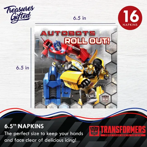 Miniatura 3 de Treasures Gifted Servilletas Transformers con licencia oficial – Servilletas de fiesta de transformadores de 16 quilates – Suministros para fiesta