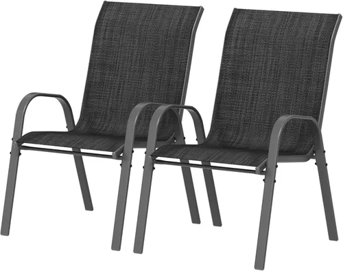 Miniatura 11 de UDPATIO Patio Chairs Set of 2, Stackable Silver Outdoor Dining Chairs with High Back, Breathable Textilene Fabric Outdoor Chair All Weather, for