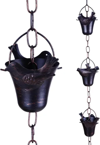 Miniatura 11 de Topadorn Cadena de lluvia de metal de 71.5 pulgadas, repuesto de canalón decorativo para jardín, patio y hogar Sombrilla