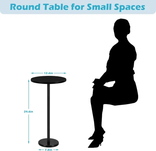Miniatura 2 de smusei Mesas de bebidas para espacios pequeños, mesa auxiliar de pedestal con base de mármol, pequeña mesa auxiliar redonda negra para sofá, silla