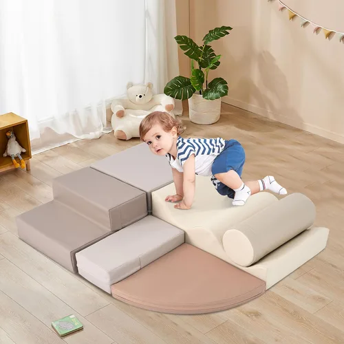 Virubi Juego de actividades suaves de escalada y gateo de 6 piezas, juguetes de escalada para niños pequeños en interiores, escalador de esquina