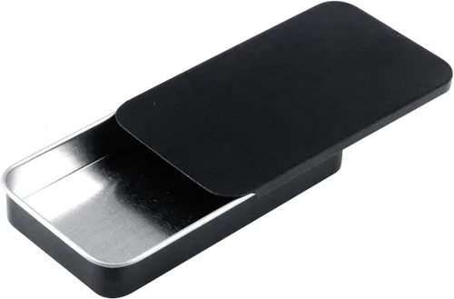 Miniatura 3 de 8 recipientes de lata rectangulares de metal deslizantes, latas de almacenamiento vacías para velas de perfume sólidas, manualidades, dulces, Negro