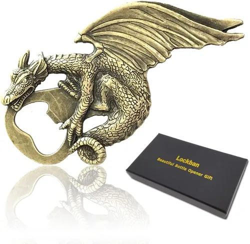 Miniatura 7 de Abrebotellas de dragón, estilo gótico, dragón, de metal, cerveza, barman, abrebotellas, para hombres, regalo, bar, fiesta, juego (plata antigua)