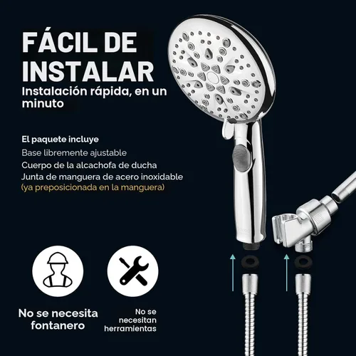 Miniatura 8 de Cobbe Cabezal de ducha de 9 funciones con rociador eléctrico integrado, interruptor de palanca de encendido y apagado de ahorro de agua de 1.8 GPM