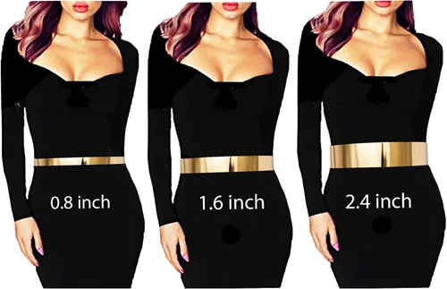 Miniatura 3 de Fashion 21 Cinturón de cintura de espejo de metal ajustable pulido brillante para mujer, dorado, oro rosa, tono plateado
