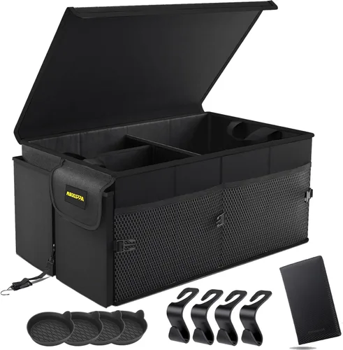 Miniatura 8 de MIKKUPPA Organizador de maletero de automóvil, organizador plegable de 35 litros con tapa, almacenamiento resistente para automóvil, SUV, camión