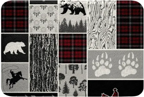 Miniatura 11 de Erosebridal Woodland Animals Bath Mat Bear Deer Wolf Hunting Theme Bathroom Rugs Rustic Cabin Lodge Decor Doormats Floor Mats Farmhouse Wildlife