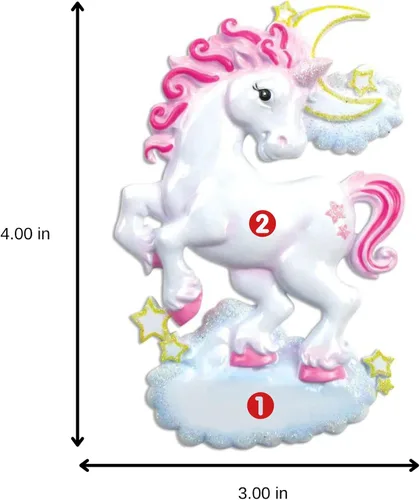 Miniatura 3 de Adorno de Navidad personalizado de unicornio brillante 2025, recuerdo de nombre grabado personalizado para niñas, mágico para niños, adorno