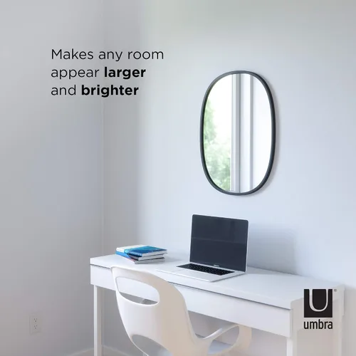 Miniatura 5 de Umbra Hub Oval Wall Mirror with Rubber Frame, Modern Room Decor for Entryways, Washrooms, Living Rooms and More, Black