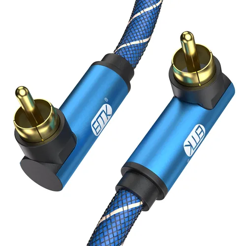 EMK Cable de subwoofer de 90 grados a 90 grados, cable RCA macho a macho, cable de audio coaxial digital para subwoofer, TV, barras de sonido,