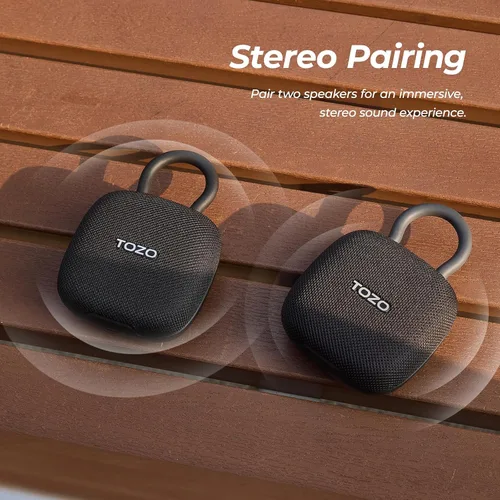 Miniatura 8 de TOZO PE1 - Altavoces Bluetooth portátiles con mosquetón ajustable, mini altavoz de ducha inalámbrico Bluetooth con IPX8 impermeable, 32 horas