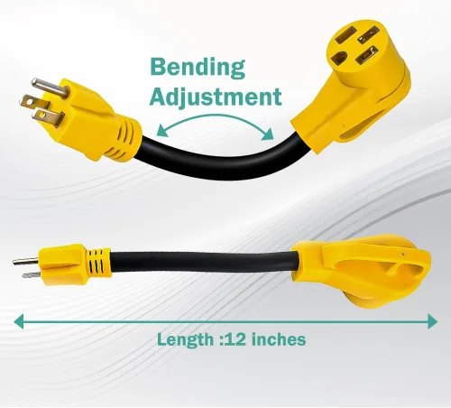 Miniatura 4 de Adaptador de cargador EV NEMA 5-15P macho a 14-50R hembra Adaptador EV de 4 clavijas con mango de agarre Dogbone Cable 3C de alta resistencia 10AWG