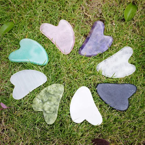 Miniatura 5 de Auténticas piedras de jade Gua Sha de propiedad asiática, herramienta facial GuaSha, masaje corporal facial, terapia de acupuntura, tratamiento