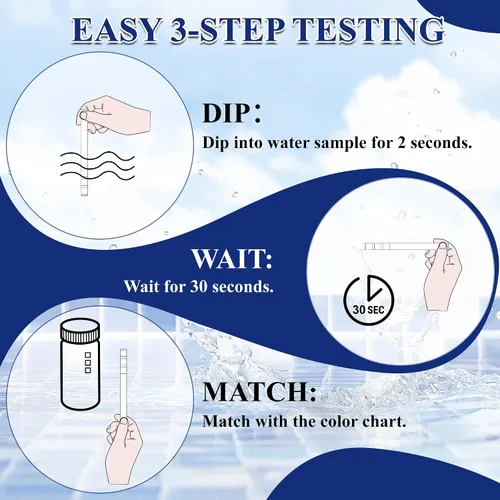 Miniatura 6 de A QUILA Kit de tiras de prueba de agua de piscina, 150 tiras de prueba de spa para bañera de hidromasaje, kit de prueba de agua de 3 vías para pH