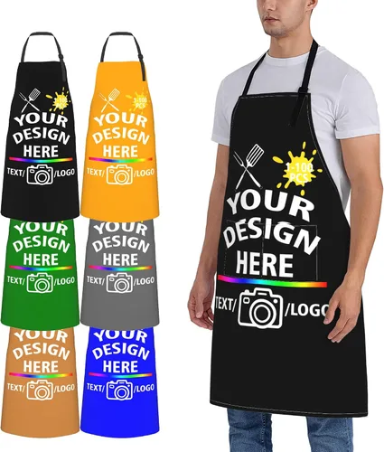 Miniatura 15 de Delantal personalizado para mujeres y hombres, diseña tu divertido texto, logotipo, imagen, delantales de cocina, 1-100 piezas, chef personalizado