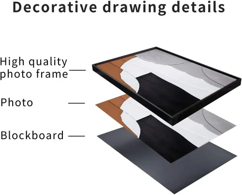 Miniatura 5 de MPLONG Arte de pared, juego de 3 lienzos abstractos naturales y contemporáneos en blanco y negro, decoración de pared estética para sala de estar