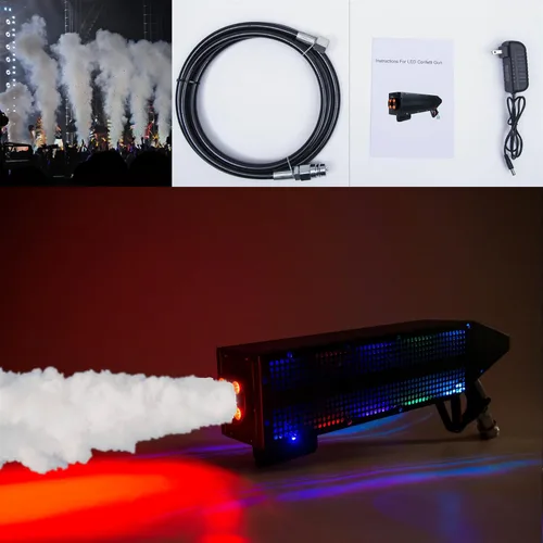 Miniatura 7 de Máquina de chorro de confeti CO2 portátil LED cañón blaster de CO2 máquina de humo con luces RGB columna de gas de dióxido de carbono pistola