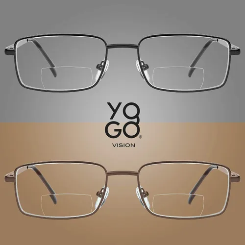 Miniatura 2 de Yogo Vision Bifocal Reading Glasses 2 Pack Metal Full Rim Readers Rectangle Glasses for Reading Men and Women