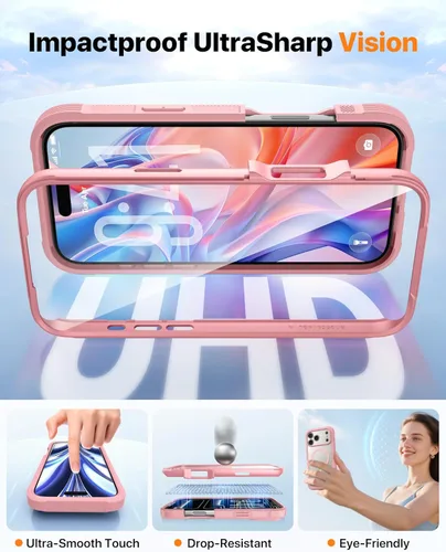 Miniatura 55 de Diaclara Funda diseñada para iPhone 16, mejorada [protección completa de la cámara], carcasa resistente de cuerpo completo con protector de pantalla