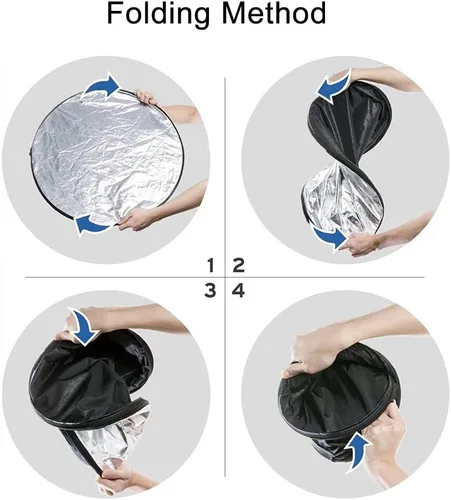 Miniatura 6 de Reflector de luz para fotografía con clip 24 pulgadas 5 en 1 portátil 23.6 in redondo plegable multi disco fotografía estudio foto cámara