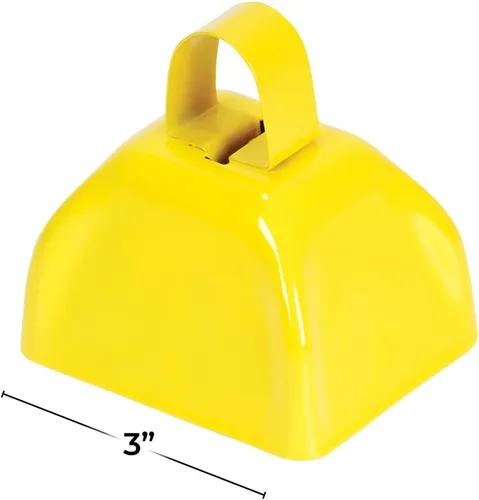 Miniatura 2 de Rhode Island Novelty Cencerros de metal amarillo de 3 pulgadas, una docena por pedido