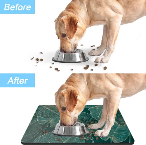 Miniatura 6 de Rnivvi Tapete de comida para perros, 12" x 19" tapete absorbente con diseño de flores para tazones de perros y gatos para comida y agua, bonita