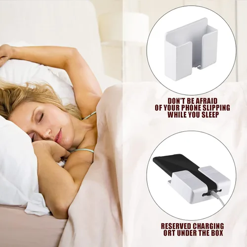Miniatura 5 de CEI&BPY 2 piezas de soporte para teléfono montado en pared, soporte para teléfono con autoadhesivo. Soporte para teléfono para carga de RV. Negro