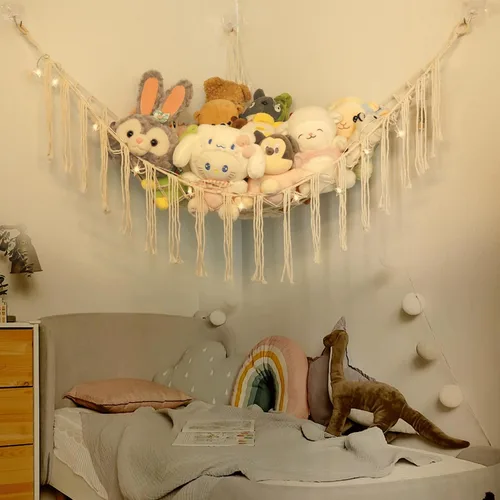 Miniatura 4 de Red de animales de peluche o hamaca con luz LED, red de hamaca de juguete de 59 pulgadas para animales de peluche, colgante en la esquina, soporte